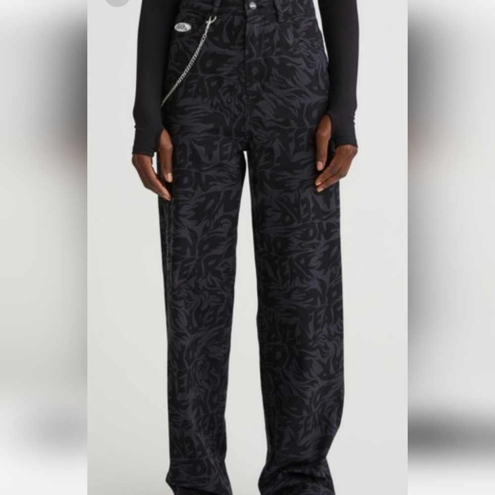 H&M X No Fear Wide Leg Jeans 6 Black